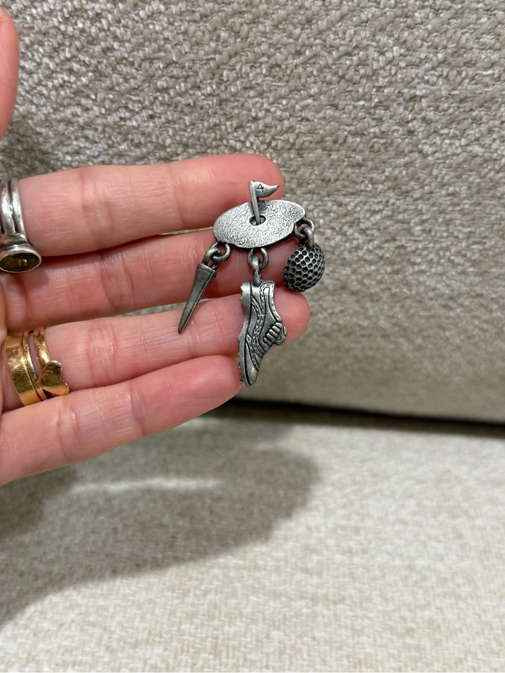 Golf Charm Pendant with Flag, Tee, Ball, and Shoe